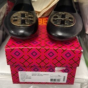 Brand New Tory Burch `Claire Ballet` Ballerinas Size US 6.5 for Women Black